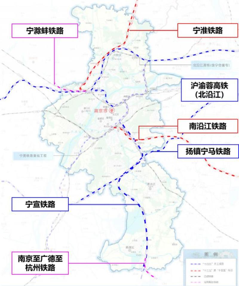 杭高鐵,連淮揚鎮鐵路,南沿江城際鐵路在建,規劃揚鎮寧馬鐵路市域(郊)